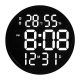 Horloge Murale LED 12 Pouces Silencieuse Avec Température Et Humidité Pour Salon Cadre Noir Alimentation USB - www.yonis-shop...