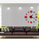 Horloge Murale 3D Effet DIY en Acrylique Noir Autocollante Décoration Intérieure Silencieuse Facile à Installer Pour Salon Ch...