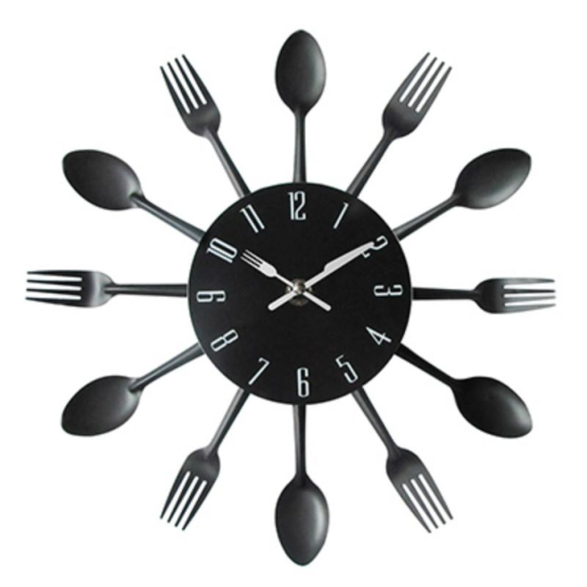 Horloge Murale Créative Moderne En Métal Avec Cuillères Et Fourchettes Pour Cuisine Et Salon - www.yonis-shop.com