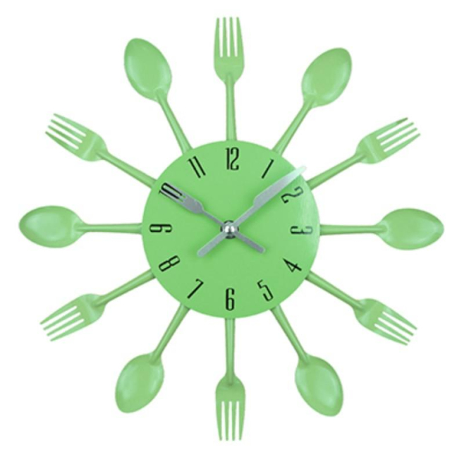 Horloge Murale Moderne En Métal Avec Couverts Design Créatif Silencieux Pour Cuisine Et Salon - www.yonis-shop.com