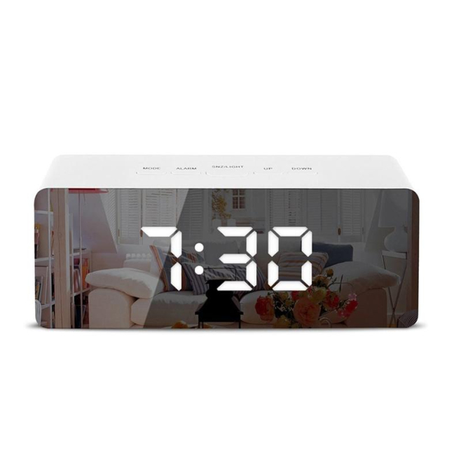 Horloge LED Moderne Avec Affichage Température Et Fonction Réveil Miroir Lumineuse - www.yonis-shop.com