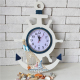 Horloge Murale Style Méditerranéen Bleu Et Blanc Idéale Pour Salon Et Chambre Décoration Artisanat En Bois - www.yonis-shop.com