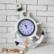 Horloge Murale Style Méditerranéen Bleu Et Blanc Idéale Pour Salon Et Chambre Décoration Artisanat En Bois - www.yonis-shop.com