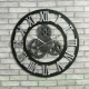 Horloge Murale Style Industriel Vintage Bois Engrenage Ancien Argenté 50cm Idéale Cadeau Maison - www.yonis-shop.com