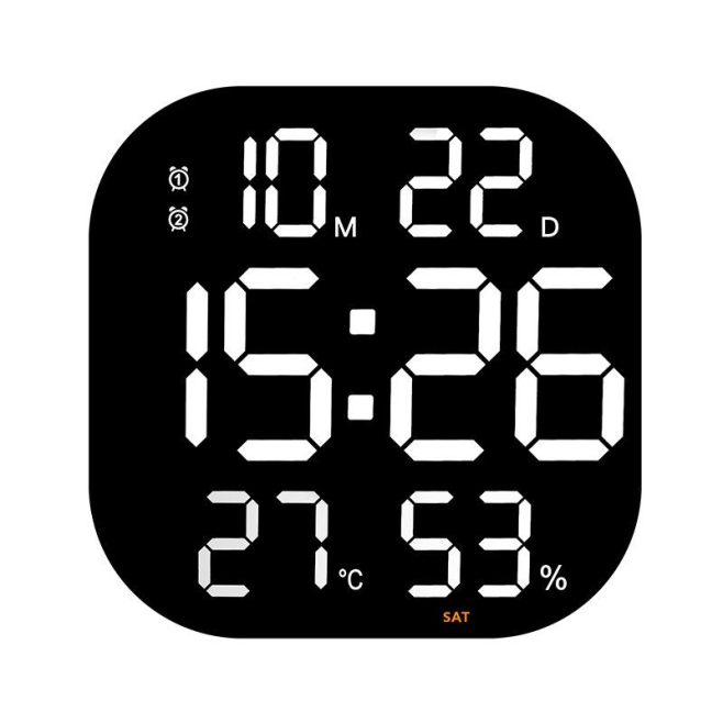 Horloge LED Acrylique 13 Pouces Écran Large Avec Température Humidité Et Télécommande - www.yonis-shop.com