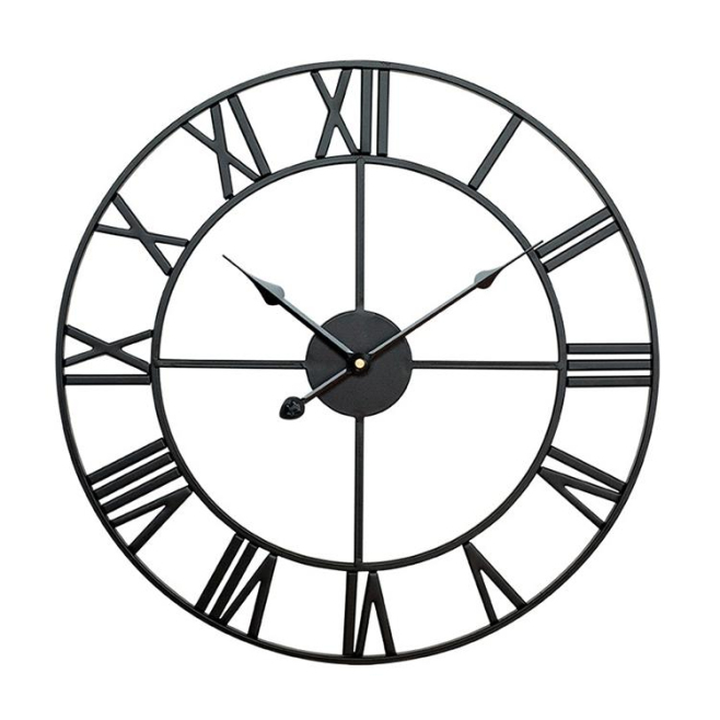 Horloge Murale Décorative Rétro en Fer avec Chiffres Romains et Fonctionnement Silencieux pour Salon ou Bureau - www.yonis-sh...
