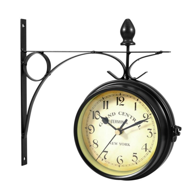 Horloge Murale Vintage Double Face En Fer Forgé Décorative Silencieuse Pour Salon Et Bureau - www.yonis-shop.com