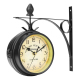Horloge Murale Vintage Double Face En Fer Forgé Décorative Silencieuse Pour Salon Et Bureau - www.yonis-shop.com