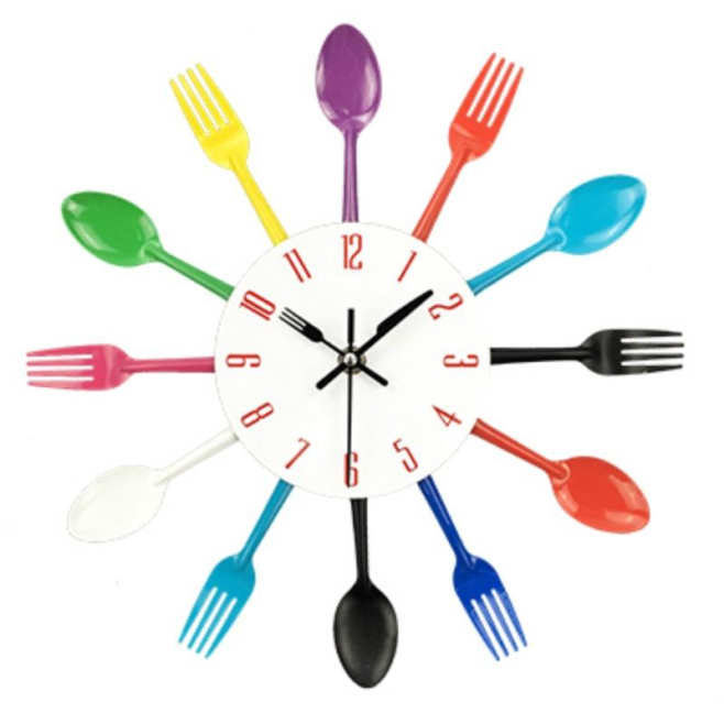 Horloge Murale Moderne En Métal Avec Couverts Design Créatif Pour Cuisine Et Salon - www.yonis-shop.com