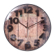 Horloge Murale Ronde 3D Effet Bois Avec Chiffres En Relief Verre Courbé Et Mouvement Silencieux