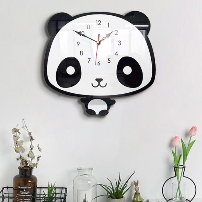 Horloge Murale Panda En Acrylique Écologique Pour Décoration Maison et Bureau Taille 28x26cm - www.yonis-shop.com