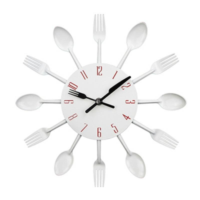 Horloge Murale Créative en Métal Design Moderne avec Cuillères et Fourchettes pour Cuisine et Décoration - www.yonis-shop.com