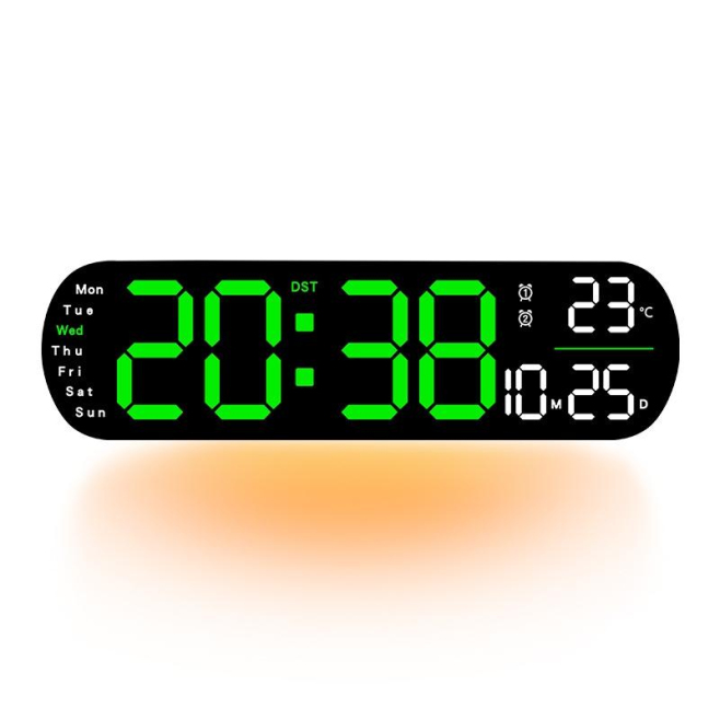 Horloge Murale LED avec Télécommande et Écran Digital Haute Définition Luminosité Réglable pour Salon et Décoration Éclairage...