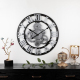 Horloge Murale Silencieuse Ronde En Bois Vintage Avec Chiffres Romains 58cm 3D Rétro Pour Décoration Artistique
