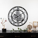 Horloge Murale Silencieuse Ronde En Bois Vintage Avec Chiffres Romains 58cm 3D Rétro Pour Décoration Artistique - www.yonis-s...