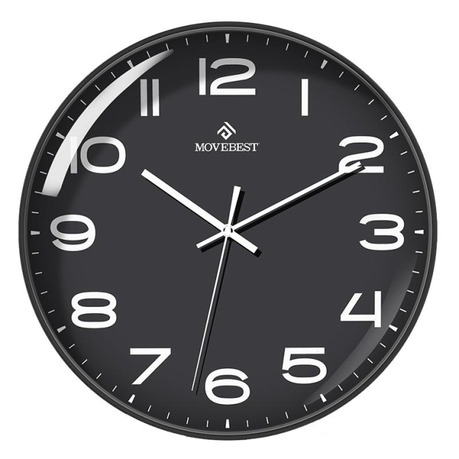 Horloge Murale 12 Pouces Silencieuse Étanche Pour Salon Et Chambre En ABS Noir Avec Cadre Métallique - www.yonis-shop.com