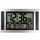 Horloge Murale Électronique Grand Écran LCD Minimaliste Argent Et Noir Pour Salon Chambre Bureau