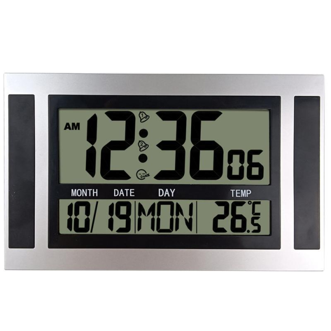 Horloge Murale Électronique Grand Écran LCD Minimaliste Argent Et Noir Pour Salon Chambre Bureau - www.yonis-shop.com