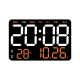 Horloge Murale Électronique LED Multifonctionnelle Affichage Digital Silencieuse Avec Réveil et Température Ajustement Luminosité Automatique Design Moderne Orange