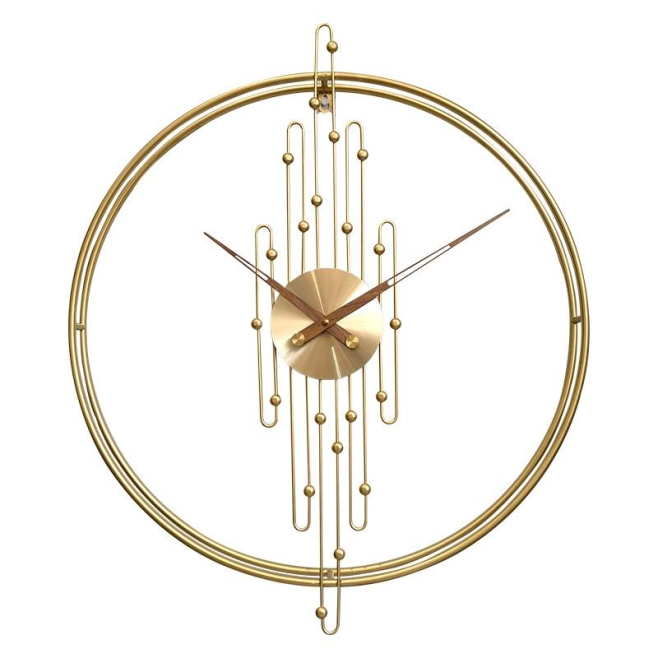 Horloge Murale Décorative Silencieuse En Métal Et Bois Pour Salon Chambre Et Bureau Taille 60cm Or - www.yonis-shop.com