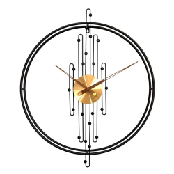 Horloge Murale Décorative en Métal et Bois pour Salon Chambre ou Bureau 60cm Noir Silencieuse et Élégante