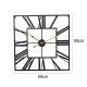 Horloge Murale Carrée En Fer Forgé Vintage Pour Salon Design Romain Noir Et Or 58cm - www.yonis-shop.com