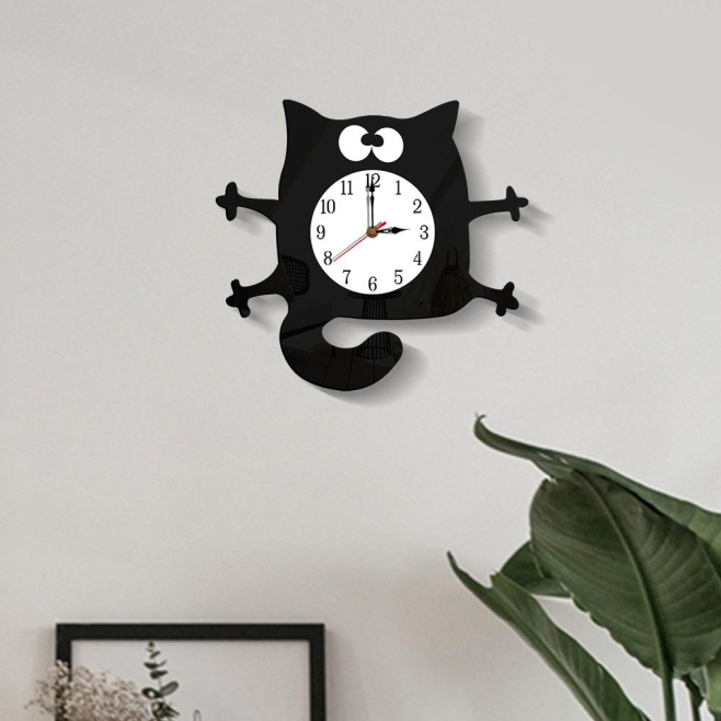 Horloge Enfant Silencieuse Décorative En Acrylique Noir Pour Salon Chambre ou Bureau - www.yonis-shop.com