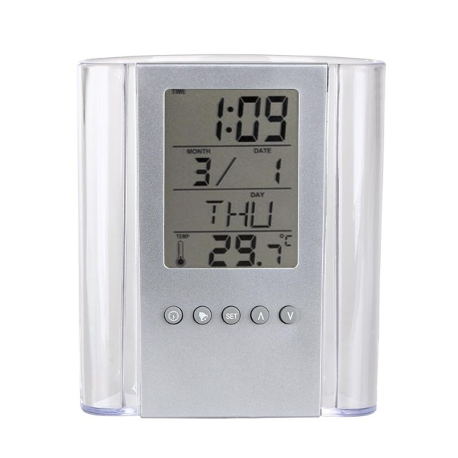 Horloge Digitale Transparente Avec Support Stylo Et Affichage Température Pour Bureau Et Maison - www.yonis-shop.com