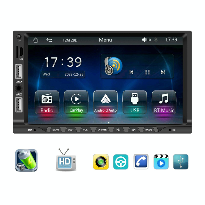 Autoradio 7 Pouces Double Din Avec CarPlay Android Auto Bluetooth et Écran HD - www.yonis-shop.com
