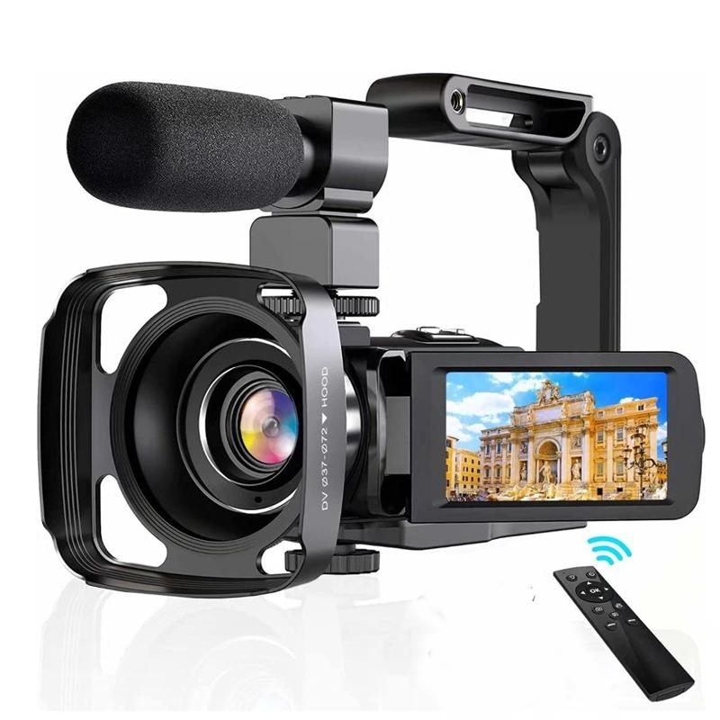 Caméscope 4K Numérique Avec Zoom 18x - Écran Tactile IPS 3 Pouces - Stabilisation Anti-secousses - Remote Inclus - 6