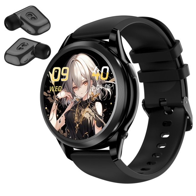 Montre Connectée Sport Étanche IP67 Avec Écouteurs Bluetooth Intégrés Écran Tactile 1.27 Pouces Or Autonomie Longue Durée Not...