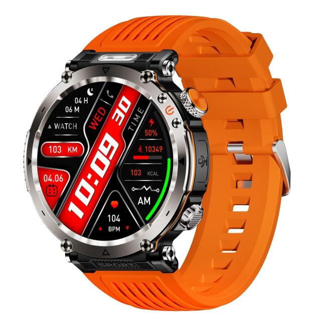 Montre Connectée Sport Étanche IP68 Écran IPS 1.7 Pouces Avec Fonction Torche et Détecteur de Faux Billets Bracelet Silicone ...