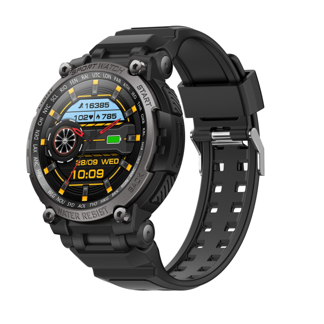 Montre Connectée Sport Étanche Écran Rond 1.53 Pouces Suivi Fréquence Cardiaque Pression Artérielle Longue Autonomie Bluetoot...