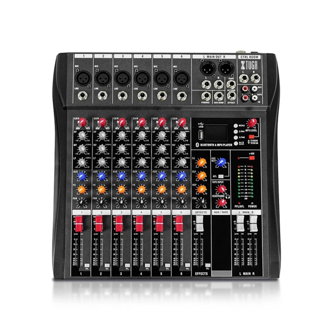 Table De Mixage Audio Professionnelle 6 Canaux Avec Alimentation 48V Et Connexion Bluetooth - www.yonis-shop.com