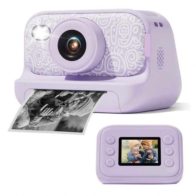Appareil Photo Enfant LED Flash 1080P HD Avec Impression Photo Papier Violet 32G Compact et Écologique - www.yonis-shop.com
