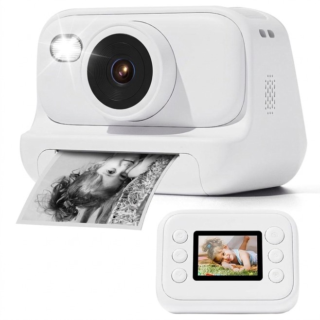 Appareil Photo Enfant LED Flash 1080P HD Avec Impression Photo et Stickers Amusants Blanc - www.yonis-shop.com