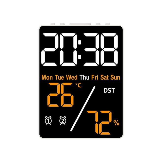 Réveil Électronique Multifonctionnel Affichage Température Humidité LED Orange Blanc - www.yonis-shop.com
