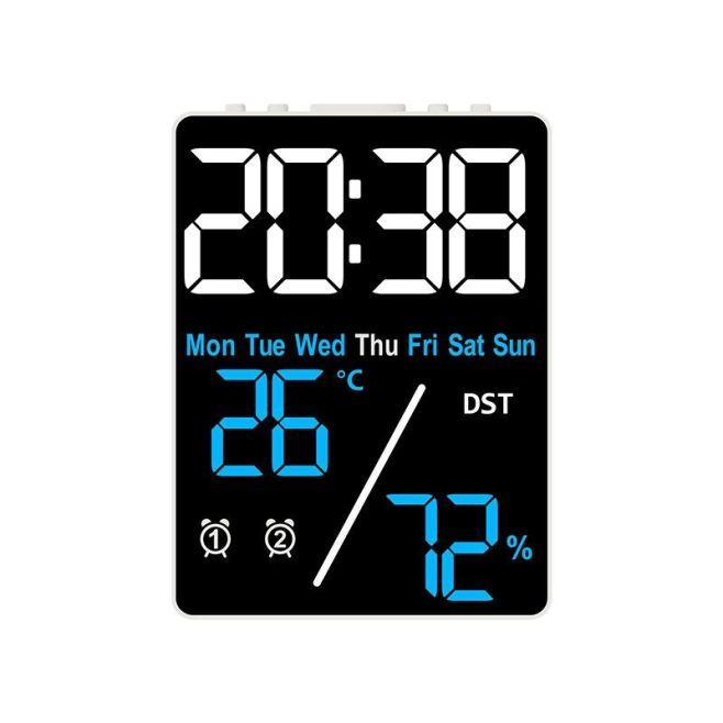 Réveil Électronique Multifonction Avec Affichage Température Humidité Et Alarme Couleur Bleu Blanc - www.yonis-shop.com