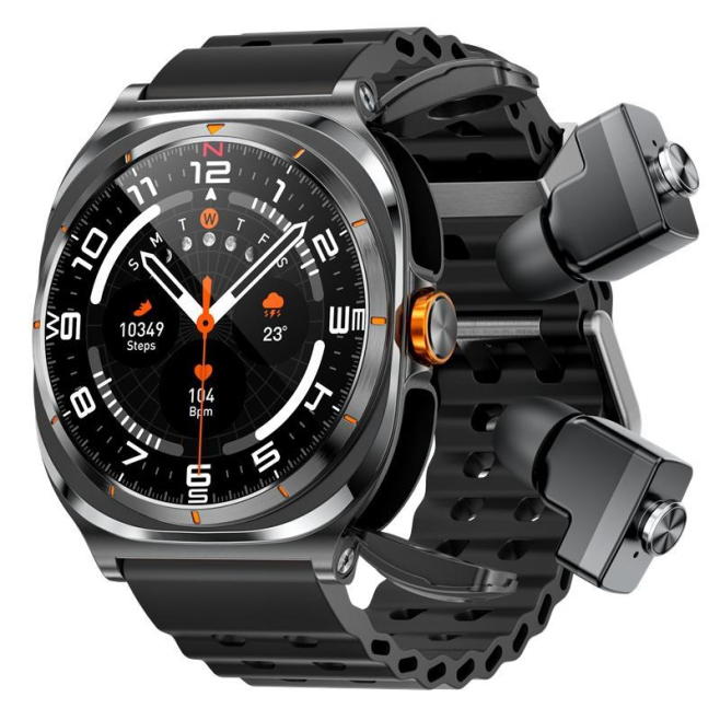 Montre Connectée Étanche IP67 Avec Écouteurs Bluetooth Intégrés Écran 1.53 Pouces Surveillance Oxygène Dans Le Sang Argent - ...