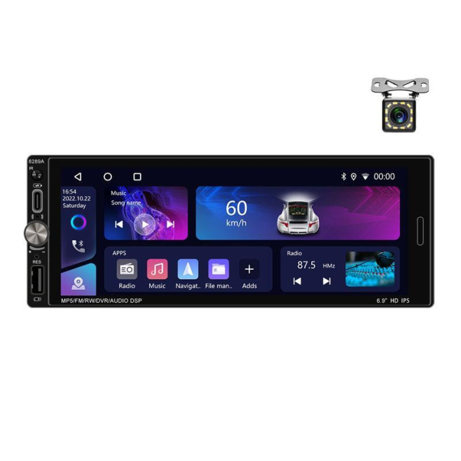 Autoradio Android 13 Avec Écran Tactile 6.9 Pouces GPS Bluetooth WIFI Et Caméra Recul Intégrée Pour Une Expérience De Conduit...