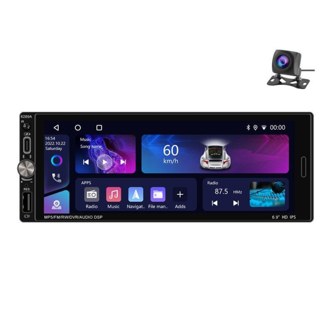 Autoradio Écran 6.9 Pouces Android 13 avec Caméra AHD et Microphone Intégré pour Une Expérience de Conduite Connectée et Sécu...