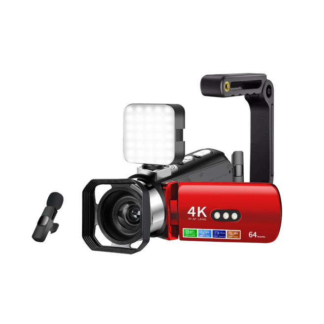 Caméscope Numérique WiFi HD 4K Vision Nocturne Colorée Sans Lumière Avec Écran LCD Rotatif 3 Pouces et Batterie Longue Durée ...