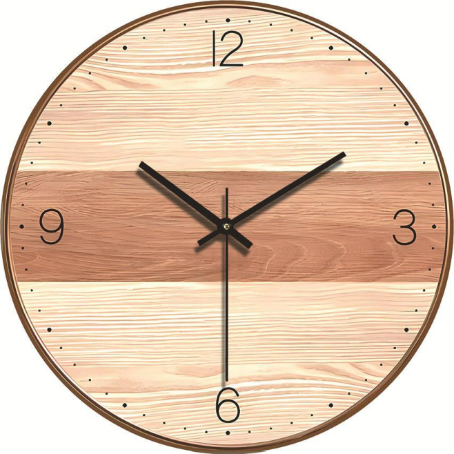 Horloge Murale Décorative 30cm Imitation Bois Silencieuse Design Minimaliste Chic - www.yonis-shop.com