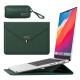 Sacoche Ordinateur Portable 13/14 Pouces Étanche Et Polyvalente Avec Support Intégré En Cuir PU Vert Foncé - www.yonis-shop.com