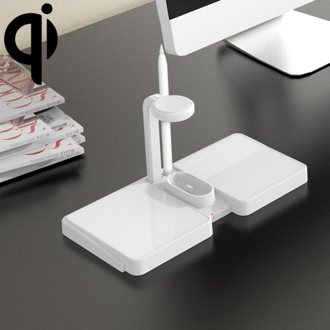 Chargeur Sans Fil 4 en 1 10W Compatible iWatch AirPods et Téléphones Mobiles Blanc - www.yonis-shop.com