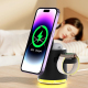 Chargeur Sans Fil Magnétique Pliable 4 en 1 avec Lumière LED et Charge Rapide 15W