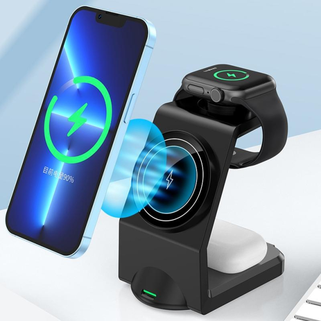 Chargeur Sans Fil MagSafe Multi-Usage Avec Effets Lumineux Pour iPhone Apple Watch Et Airpods - www.yonis-shop.com