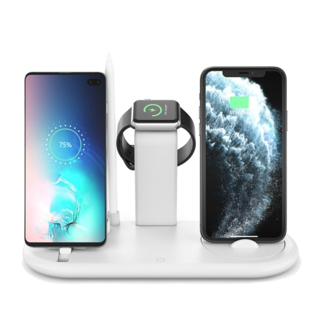 Chargeur Sans Fil Multi-Function Pour Téléphones Apple Watch Et Airpods Avec Support Et Lampe De Bureau Pliable - www.yonis-s...