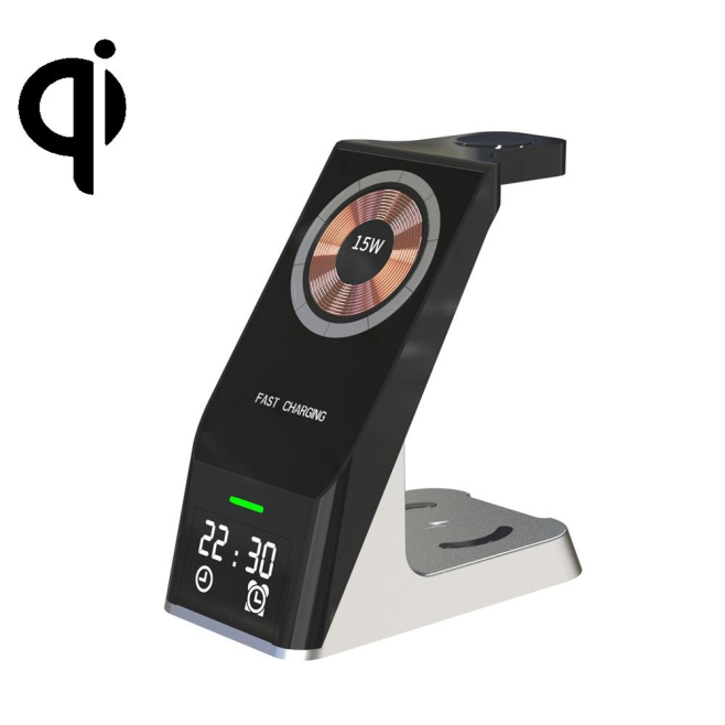 Chargeur Sans Fil Magnétique 6 en 1 Avec Fonction Horloge Pour iPhone iWatch AirPods Noir Haute Efficacité - www.yonis-shop.com