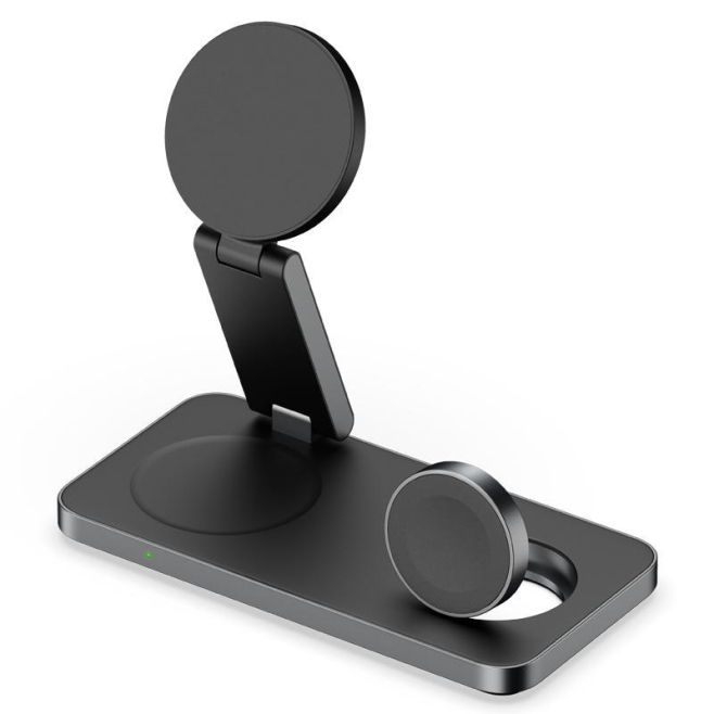 Chargeur Sans Fil 3 En 1 Pliable Et Magnétique Pour Apple Watch iPhone Et Air Pods Design Compact Et Léger Parfait Pour Voyag...